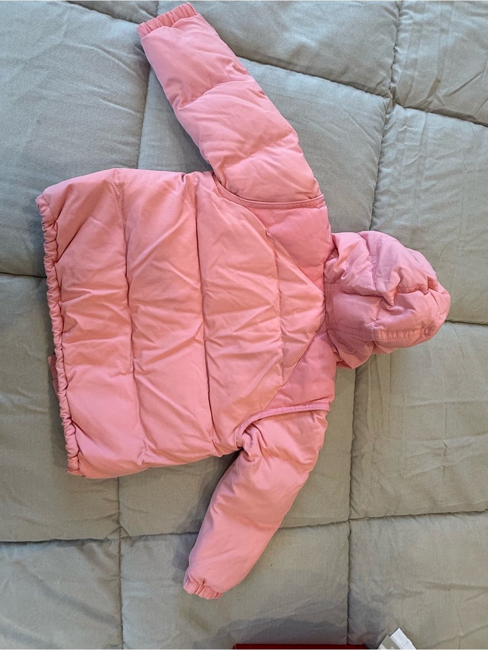 Burberry Pink Puffer Hooded Coat with Plaid Lining - Picture 2 of 4